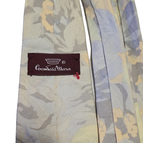 Vintage 100% Cotton Countess Mara Yellow Two Tone Necktie - Picture 3 of 4